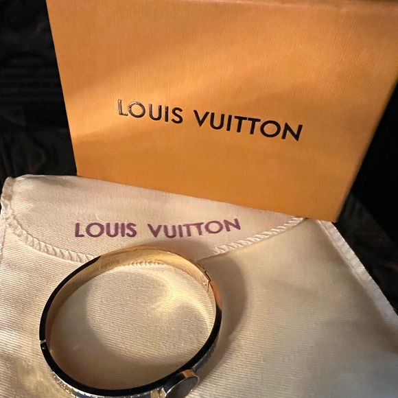 Louis Vuitton Gold-Tone Bangle with Blue Enamel Dust bag and box included - Picture 9 of 9